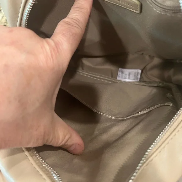 Badgley Mischka Mini Studded Backpack Quilted- Beige - Picture 5 of 5